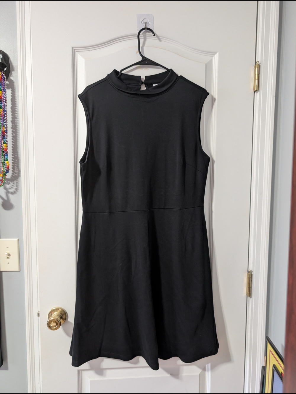 New York & Company Black Sleeveless Mock Neck Mini Dress XL With Pockets